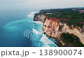 Aerial view of a tropical island cliffside coastline 138900074