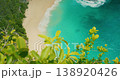 Top down view of crystal clear turquoise ocean water at Nusa Penida Bali Kelingking Beach 138920426