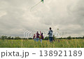 Family Time in Nature, Dad Teaches Kids Kite Flying, Children Experience Freedom, Adventures in the Countryside, Happiness and Laughter Outdoors, Children s Fantasy of Flight, Father-Daughter-Son Bond 138921189