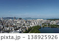 Drone footage of the cityscape from Ohori Park in Fukuoka Prefecture. 138925926