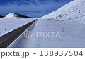 Aerial drone view of winter road in Abruzzo mountains, Italy 138937504
