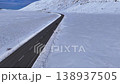 Aerial drone view of snowy mountain road in Abruzzo, Italy 138937505