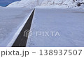 Aerial drone view of snowy mountain road in Abruzzo, Italy 138937507