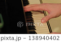 A close-up of a pianist's unrecognizable hands playing the piano keys at a gig. Real shot under concert lighting 138940402