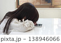 A 5-year-old Japanese girl with long hair fell asleep while using her smartphone. 138946066