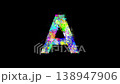 English alphabet A with colorful paint splashes effect on plain black background 138947906