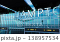 Airlane landing at Hampton, USA. Arrival in the city with reflection of airport and aircraft 138957534