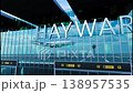 Airlane landing at Hayward, USA. Arrival in the city with reflection of airport and aircraft 138957535
