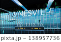Airlane landing at Gainesville, USA. Arrival in the city with reflection of airport and aircraft 138957736