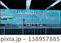 Airlane landing at Huntington Beach, USA. Arrival in city with reflection of airport and aircraft 138957885