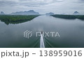 Drone shot tracking a boat on the sea, Phang nga bay, Thailand 138959016