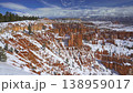 Panning shot of Bryce Canyon national park with snow falling in winter season, Utah, USA 138959017