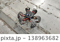 Moving small robot on remote control. Radio controlled robot. Small robot moving on blades. Technology engineering. Industry new robotics. Smart technologies. Robotized innovative 138963682