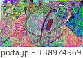 Chaotic motion of multicolored particles and abstract forms. 138974969