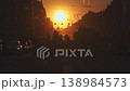 Saint-Petersburg, Russia - April 10 2026, 4k, panoramic view of Nevsky Prospect, cars on road, people walking on sidewalk, at sunset with bright sun, everything in orange light, St Petersburg, Russia 138984573