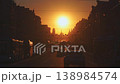Saint-Petersburg, Russia - April 10 2026, 4k, panoramic view of Nevsky Prospect, cars on road, people walking on sidewalk, at sunset with bright sun, everything in orange light, St Petersburg, Russia 138984574