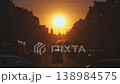 Saint-Petersburg, Russia - April 10 2026, 4k, panoramic view of Nevsky Prospect, cars on road, people walking on sidewalk, at sunset with bright sun, everything in orange light, St Petersburg, Russia 138984575