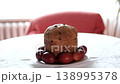 Ukrainian Easter table painted eggs panettone white tablecloth festive food tradition spring holiday 138995378