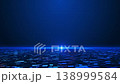 Perspective Grid Horizon with Blue Particle Pattern 138999584