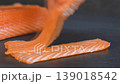 Slices of red salmon fish fillet. Red fish. 139018542