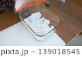 Salting salmon, Pieces of red salmon fish fillet. Red fish salinizing a piece of salmon. 139018545