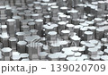 Moving Iron or silver mosaic hexagon surface. Astract metal background. 3d animation 139020709