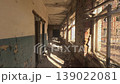 A destroyed school in a Ukrainian city. First person view 139022081
