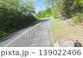 Cyclist Perspective Winding Road Dense Trees Bright Day Asphalt Trail 139022406