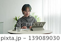 一位女士正在使用平板電腦打字。 139089030