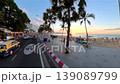 Driving scenery of Pattaya Beach Road, Thailand, sunset, sea and beach (blurred) 139089799