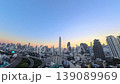 Evening cityscape of central Bangkok, Thailand. Scenery around the Siam area (time-lapse aerial photography from sunset to night) 139089969