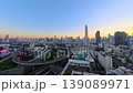 Evening cityscape of central Bangkok, Thailand. Scenery around the Siam area (time-lapse aerial photography from sunset to night) 139089971