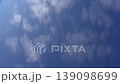 Timelapse, 4K, panoramic view of a clear blue sky with cumulus clouds flying across it, daytime 139098699