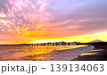 The Shonan sea and Mount Fuji bathed in the setting sun 139134063