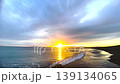 The sunset over the Shonan sea and Mount Fuji 139134065