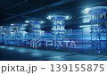 High-tech laboratory with multiple quantum computers and glowing motion lines, representing fast data processing and futuristic computing power. 139155875