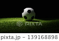 A single football on the grass field, 3d rendering. 139168898