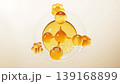 Biological golden molecule with cosmetics background, 3d rendering. 139168899