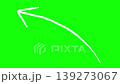 Hand-drawn style, jagged arrow icon, white, pencil, brush, pen, diagonal, curved, rotating, line, stretching, indicating, attention 139273067