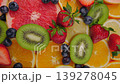 Background of fresh fruits and berries rotating. Vegan sweet food, flat lay. 139278045