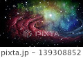 Blue and red swirls and nebula in a cosmic background 139308852
