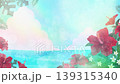 一段動畫視頻，畫面中是沐浴在波光粼粼的陽光下的芙蓉花和海景。 139315340