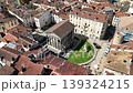 Drone shot of the Roman Temple of Augustus and Livia in Vienne, France 139324215