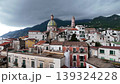 Drone shot of colorful buildings in Vietri sul Mare, Campania, Italy 139324228