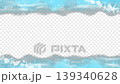 A watercolor loop animation of a blue ocean adorned with silhouettes of white seashells. A refreshing summer frame with a transparent background. 139340628