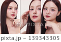Collage vertical footage of young beautiful Asian woman on white background. Perfect facial and skin for commercial skin care advertising concept. 139343305