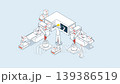 AGV and AMR Robots Transporting Materials from Conveyor Belt Automated Warehouse. Isometric 4K Animation 139386519