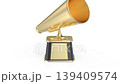 Retro megaphone gold trophy on a white background 139409574