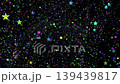 Vibrant colorful stars flying through space on a black background. Festive animated background with multicolored glowing star particles for celebratory, magic, or galactic themes 139439817