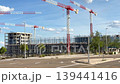 Tower cranes at urban construction site in Madrid 139441416